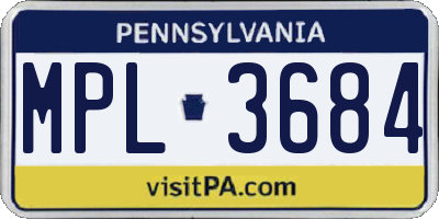 PA license plate MPL3684