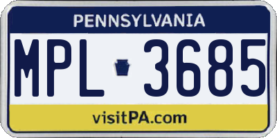PA license plate MPL3685