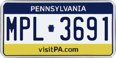 PA license plate MPL3691