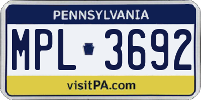 PA license plate MPL3692
