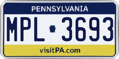 PA license plate MPL3693