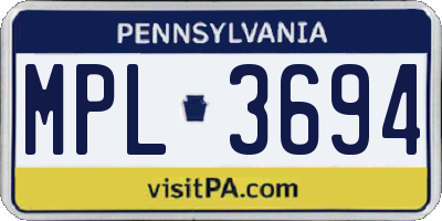 PA license plate MPL3694