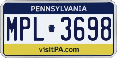 PA license plate MPL3698
