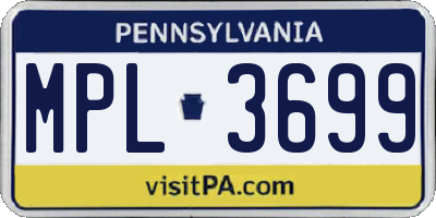 PA license plate MPL3699