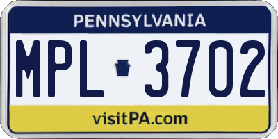 PA license plate MPL3702