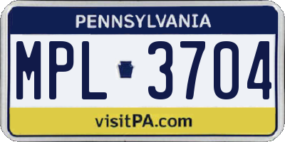 PA license plate MPL3704