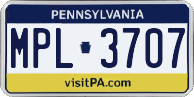 PA license plate MPL3707