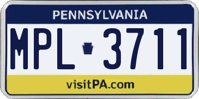 PA license plate MPL3711