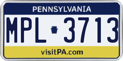 PA license plate MPL3713