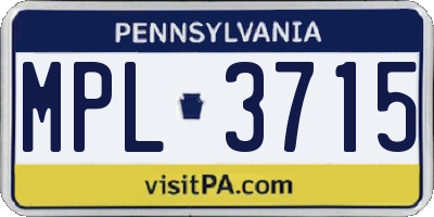 PA license plate MPL3715