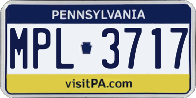 PA license plate MPL3717