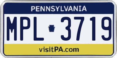 PA license plate MPL3719