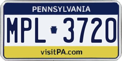 PA license plate MPL3720