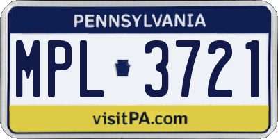 PA license plate MPL3721