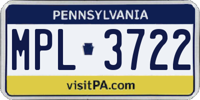 PA license plate MPL3722