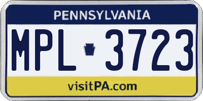 PA license plate MPL3723