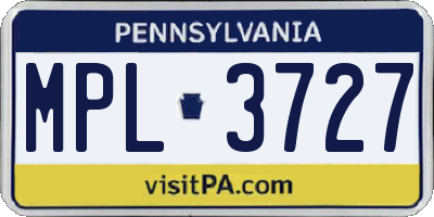 PA license plate MPL3727