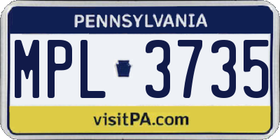 PA license plate MPL3735