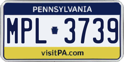 PA license plate MPL3739