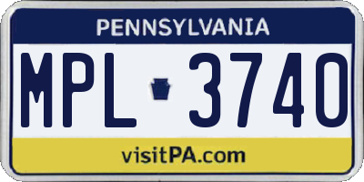 PA license plate MPL3740