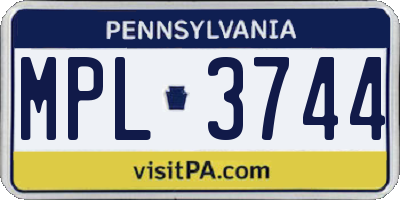 PA license plate MPL3744
