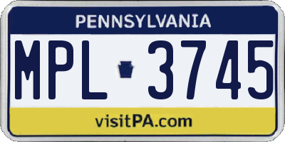 PA license plate MPL3745