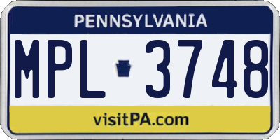 PA license plate MPL3748