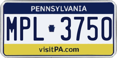 PA license plate MPL3750