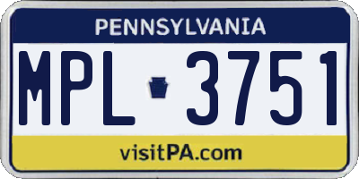 PA license plate MPL3751