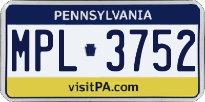 PA license plate MPL3752
