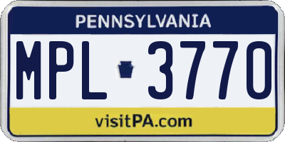 PA license plate MPL3770