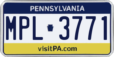 PA license plate MPL3771