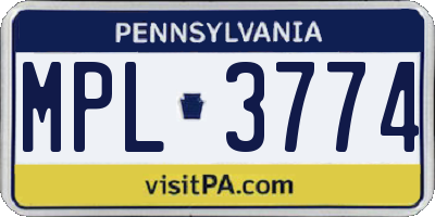 PA license plate MPL3774