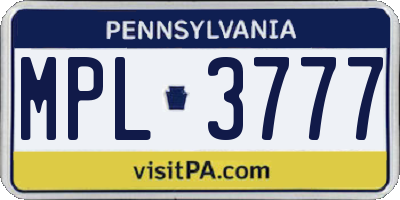 PA license plate MPL3777