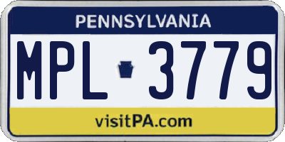 PA license plate MPL3779