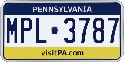 PA license plate MPL3787