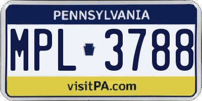 PA license plate MPL3788