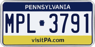 PA license plate MPL3791