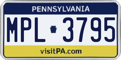 PA license plate MPL3795