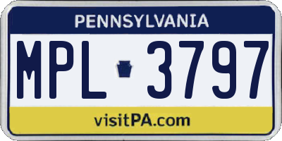 PA license plate MPL3797
