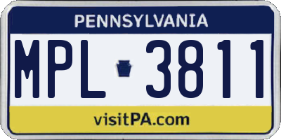 PA license plate MPL3811