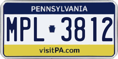 PA license plate MPL3812