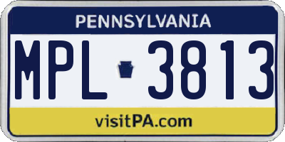 PA license plate MPL3813