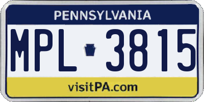 PA license plate MPL3815