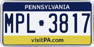 PA license plate MPL3817