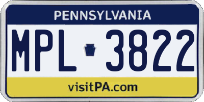 PA license plate MPL3822