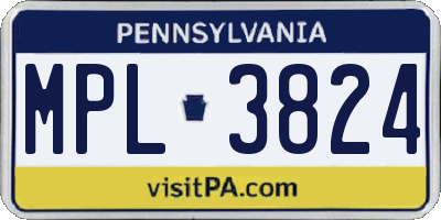 PA license plate MPL3824