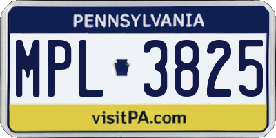 PA license plate MPL3825