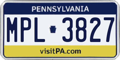 PA license plate MPL3827