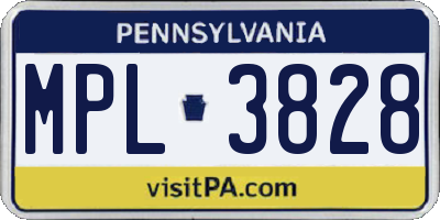 PA license plate MPL3828